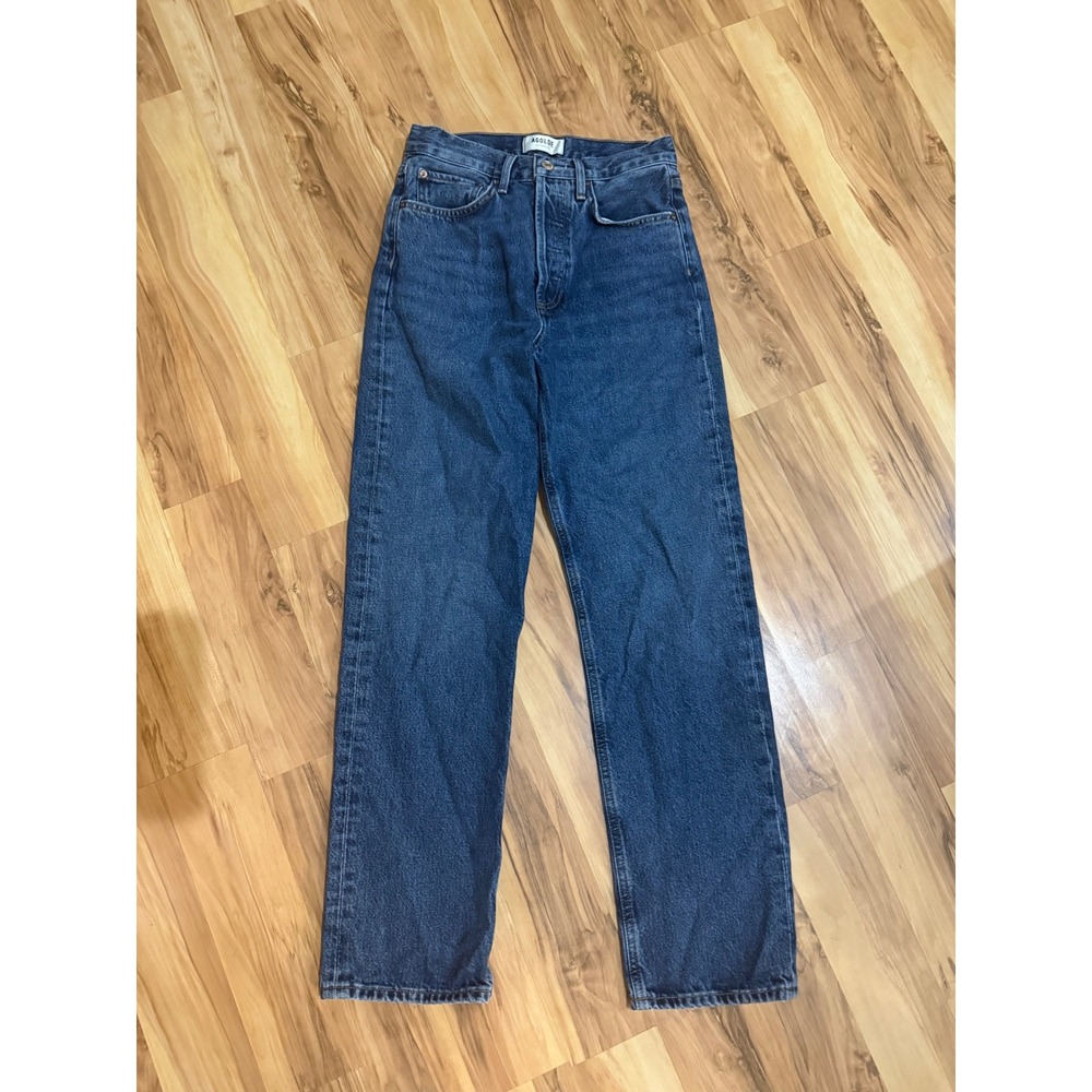 AGOLDE High Rise Straight Leg Blue Jeans Size 23 Medium Wash Button Fly